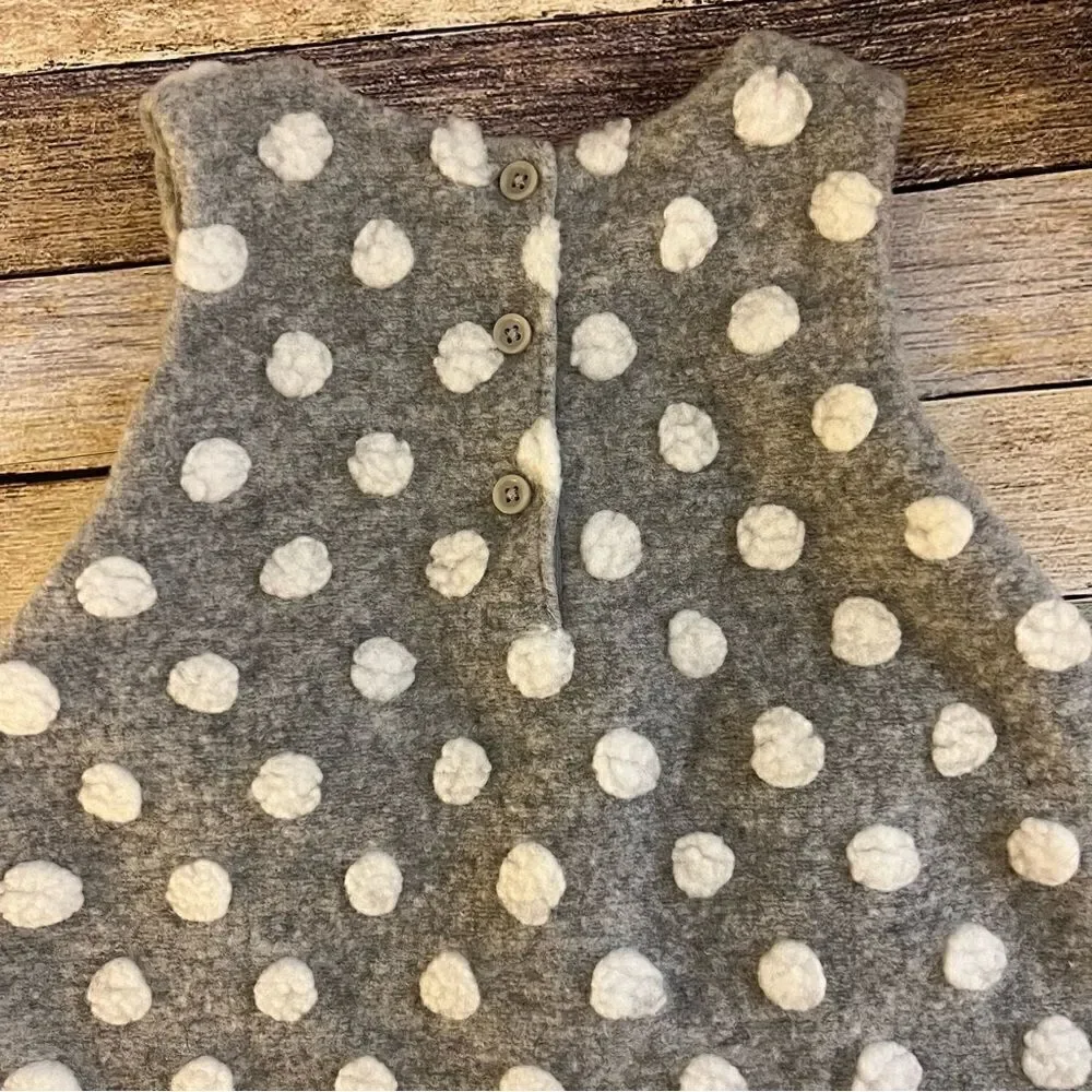 Baby Gap Fuzzy Swiss Polka Dot Sleeveless Dress, Size 3-6 Months Grey/White NWOT
